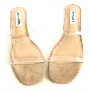 Steve Madden Issy Slip On Slide Heel Sandal Clear